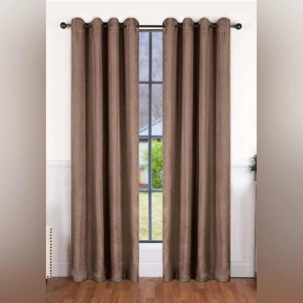 Superior Linen Blackout Curtains, Grommet Header, Set of 2, 52" x 96". Acorn